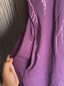 Purple Tunic with Pink Branch Print