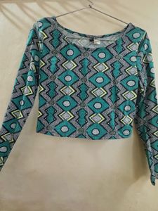 Trendy Geometric Print Crop Top
