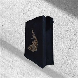 BEAUTIFUL (Peacock) CANVAS BLACK TOTE/GIFTING BAG