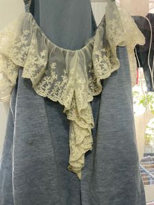 Baby Blue Lace Trim Dress