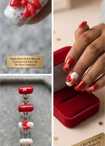 Handcrafted Red & Bow Premium Gel Press-On Nails