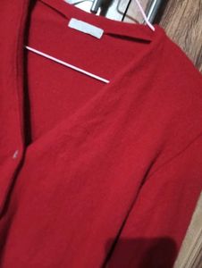 Cozy Red V-Neck Cardigan