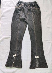 Cute Flare Jeans with Bow Detail