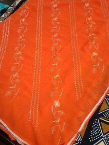 Vibrant Orange Embroidered sarees
