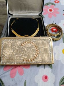 Gold Necklace and Earring Set