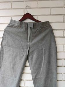 Gray Cropped Casual Pants