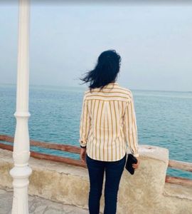 Striped Button-Up Shirt with Cut-Out Sleeves