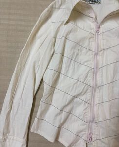 White Zip-Up Fitted Shirt