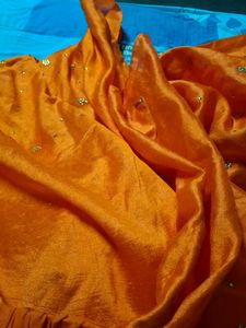 Embellished Orange Saree