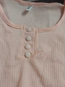Light Pink Ribbed Henley Crop Top