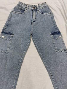 Light Wash denim Cargo Jeans