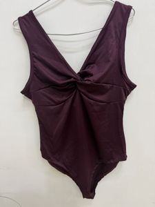 Shein Deep V-Neck Twist Front Bodysuit
