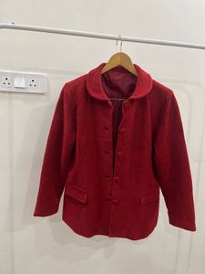 VINTAGE DARK RED TEXTURED BLAZER
