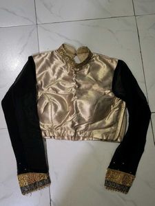 Elegant Gold & Black Embellished full sleeve Blous