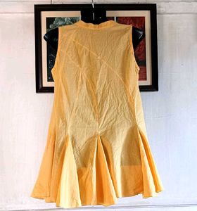Stylish Yellow Sleeveless Flare Dress