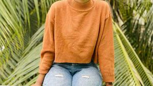 Brown Cropped Knit Sweater