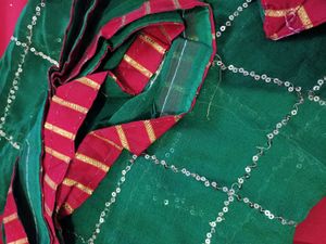 Elegant Red Kurta Set with Green Dupatta