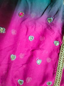Embroidered mirror fitted italian silk salwar suit