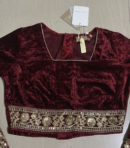 Embroidered Velvet Blouse