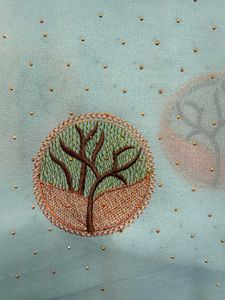 Light Blue Saree with Tree Motif