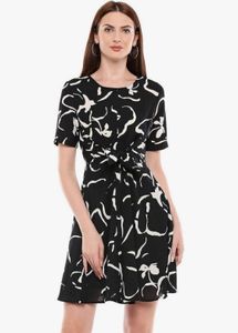 Chic Black & White Printed Mini Dress