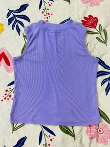 Lavender Ribbed Mock Neck Tank Top