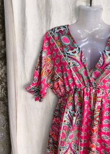 Boho Pink Print Mini Dress