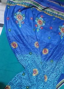 Beautiful Blue Embroidered Saree