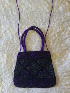 Vintage Beaded Purple Clutch Bag