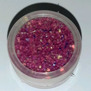 Fuchsia Lustre Pink Nail Art Mirror Rhinestones
