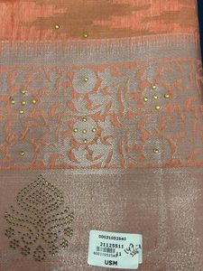 Elegant peach- coral saree new with tag
