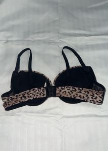 GUESS Leopard Print Bra with Lace Details