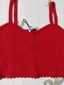Zara Red Knit Crop Top