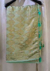 Unused Unstitched Elegant Mint Green Saree