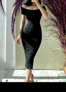 Newme black Off-Shoulder Ruched Dress