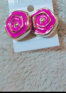 Cute Rose and Gold Earrings Set