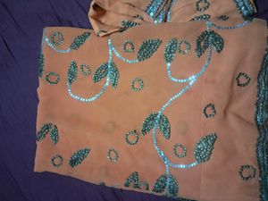 Elegant Orange Saree with Sequins