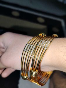 Elegant Gold Bangles with CZ Accents