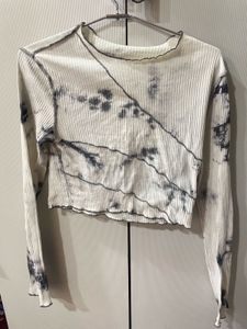 Tie-Dye Ribbed Long Sleeve Crop Top