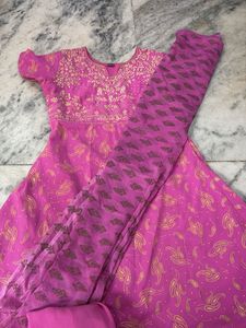 Vibrant Pink Paisley Kurta with Dupatta