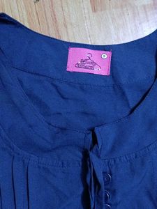 Navy Blue Gathered Neck Top
