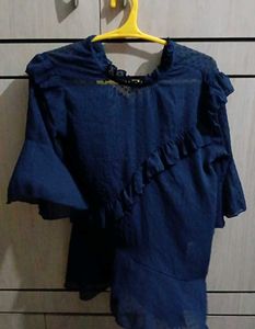 Stylish Blue Ruffled Top