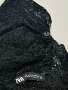 Black Lace ZARA Turtleneck Long Sleeved Top
