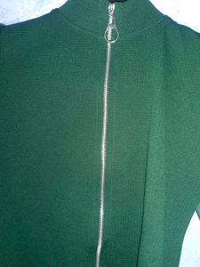 Chic Zipper Front Top with Sheer Sleeves