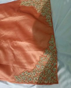 Coral Orange Zari Embroidered Motifs Kurta