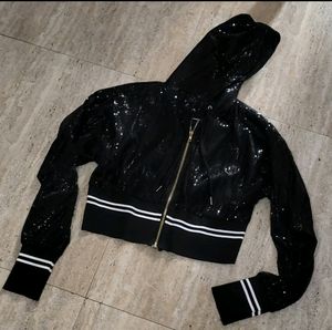 Sequin Cropped Hoodie