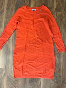Orange Knit Sweater Dress