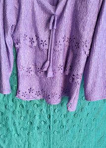combo beautiful top ,Purple Crinkled Blouse with F