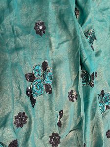 Emerald Green And Black Floral Saree
