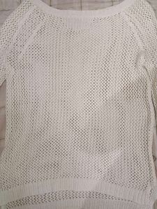 Chic White Mesh Knit Sweater